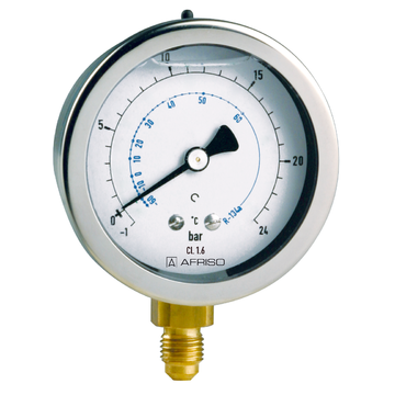 Rohrfeder-Standardmanometer für die Kältetechnik Typ D7 mit Glyzerinfüllung