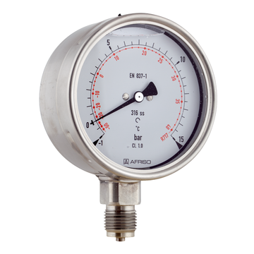 rohrfederd - standard pressure ometer für die Kältetechnik Typ D8 mit Glyzerinfüllung