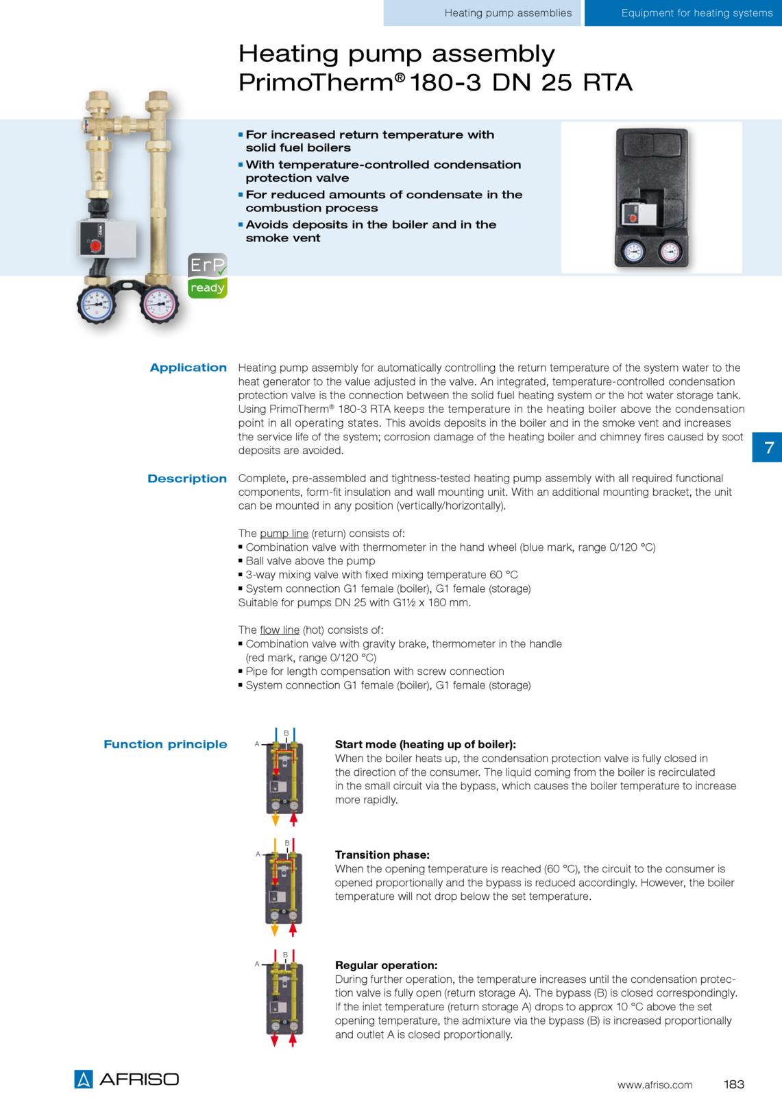 Afriso取暖用泵总成PrimoTherm®180-3 DN 25 RTA