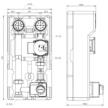 Afriso HeizungspumpengruppePrimotherm®180-2dn25 kvs vario